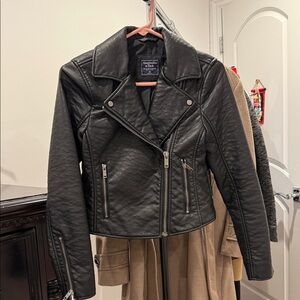 Abercrombie & Fitch Quilted Black Leather Jacket